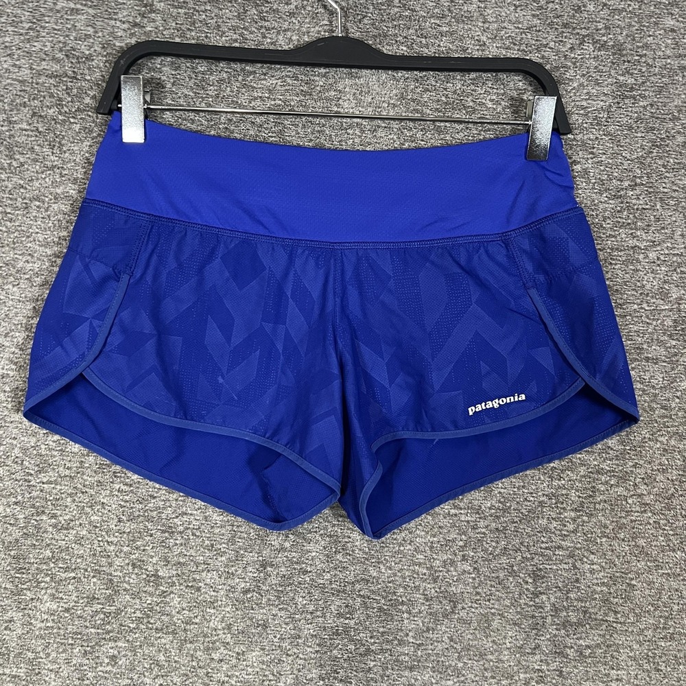 Patagonia‎ Shorts 2.5" Womens Small Blue Geometric Lined Running Athletic